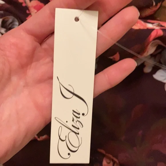 Eliza J Burgundy Purple Pink Floral Dress V Neck Fitted 3/4 Sleeve - Picture 13 of 15